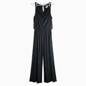 Calvin Klein Black Wide Leg Jumpsuit Size 8 Cowl Neck Evening Minimalist Chic